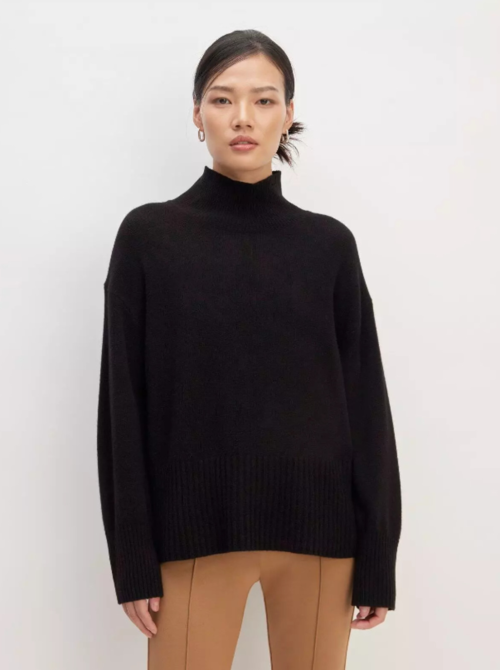 Everlane Womens The Cashmere Oversized Turtleneck Sweater Large Core Black NWT